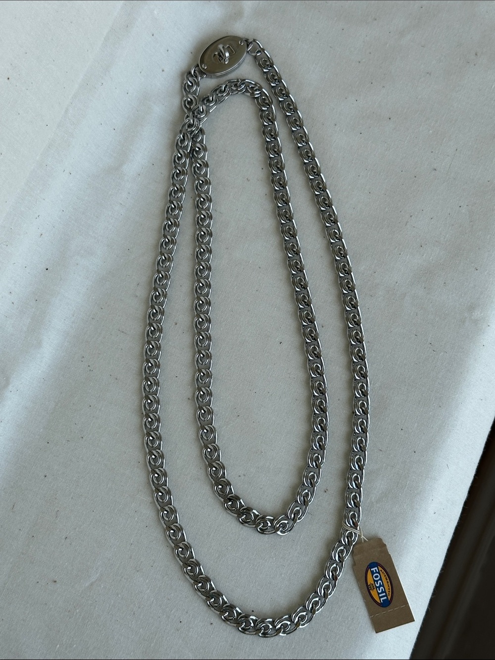 Fossil Silver-Tone Keyhole Infinity Necklace